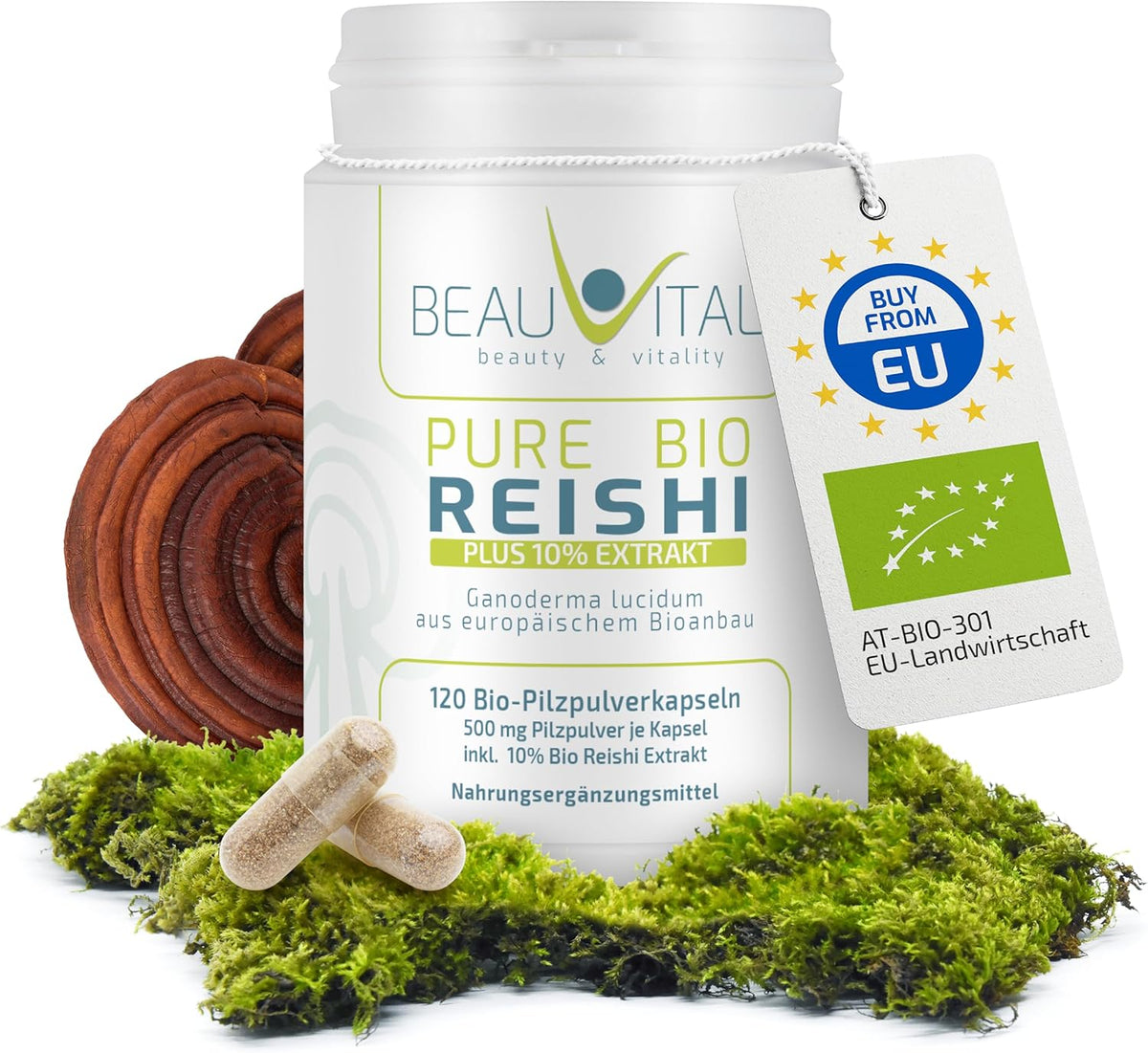 Bio Reishi Plus mit 10% Extrakt (Ganoderma lucidum) 500 mg – 120 Kapseln EU-Anbau