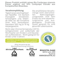 Bio Cordyceps Plus mit 10% Extrakt Pulver 100 g aus EU-Anbau