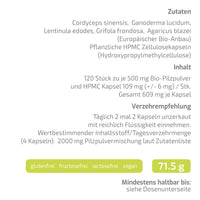 Bio Vitalpilze Komplex Active Lifestyle 500 mg – 120 Kapseln aus EU-Anbau