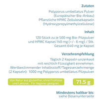 Bio Polyporus (Polyporus umbellatus, Eichhase) 500mg – 120 Kapseln aus EU-Anbau