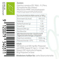 Bio Coprinus (Coprinus comatus, Schopftintling) 500 mg – 120 Kapseln aus EU-Anbau