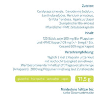 Bio Vitalpilze Komplex Active 50plus 500 mg – 120 Kapseln aus EU-Anbau