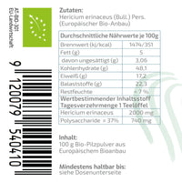 Bio Hericium (Hericium erinaceus, Lion’s Mane) Pulver 100 g aus EU-Anbau
