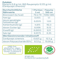 Nährwerte Cordyceps Flüssigextrakt