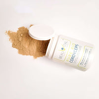 Pure Bio Cordyceps Pulver Plus 10% Extrakt Inhalt eines Produkts von BEAUVITAL