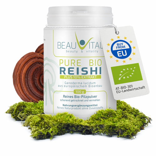Bio Reishi Plus 10% Extrakt (Ganoderma lucidum) Pulver 100 g aus EU-Anbau